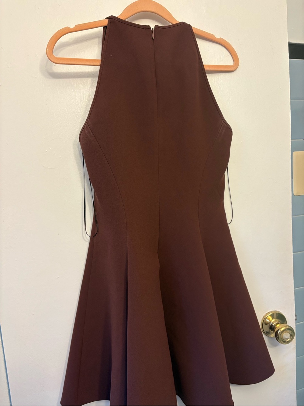 Sleeveless Brown A-Line Dress - Picture 2 of 5